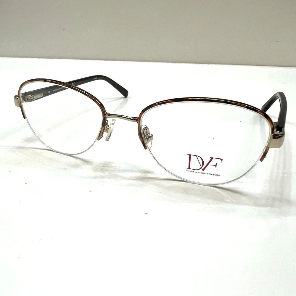NEW Diane von Furstenberg 8053 210 Glossy Tortoise Eye Frame 51-18-135 Half Rim